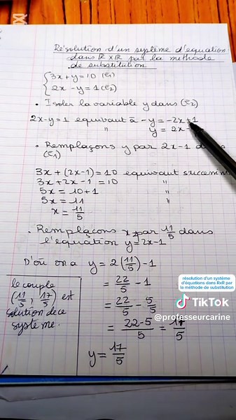 Résolution d'équations par la méthode de substitution