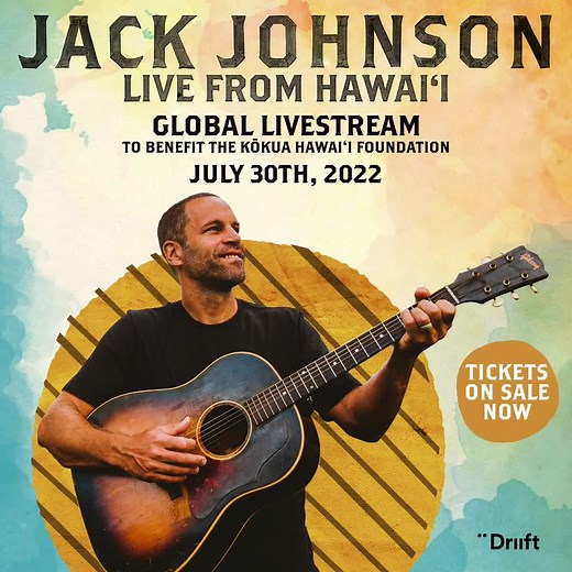 2.4K views · 960 reactions | We request the pleasure of your company for Jack Johnson, Live From Hawai'i. A Global Livestream event, broadcast in real-time from the Waikiki Shell on July 30th and streaming worldwide to you, wherever you are. Tickets on sale NOW | Jack Johnson | Facebook