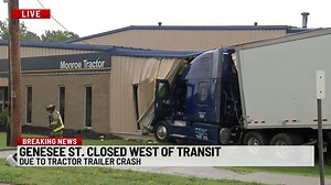 6.8K views · 84 reactions | A tractor-trailer crashed into Monroe Tractor in Cheektowaga. Genesee Street is currently closed for roughly a mile west of Transit Road. MORE: https://trib.al/xYGRihv | News 4 WIVB Buffalo | Facebook