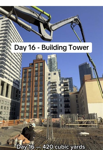 Day 16 - 420 cubic yards poured for the third floor. This floor includes the first hoist embed for the initial tie. Tomorrow we start shoring and decking for the fourth floor while stripping continues below to prepare for hoist mobilization. Everything is predecessor-linked in the schedule to keep the job moving without downtime. Follow to watch this 38-story tower rise. #skyscraper #construction #tower #building #highrise #concrete #pour