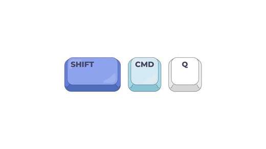 Shift CMD Q keyboard shortcut keys animation. Log out from account. System exit. Session management. Logout. Animated hotkey combo buttons click for pc, laptop. 4K . Computer press action