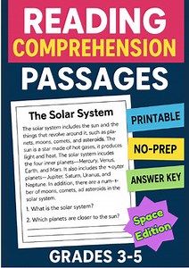 Space Reading Passages with Questions | 3rd–5th Grade Comprehension Packet