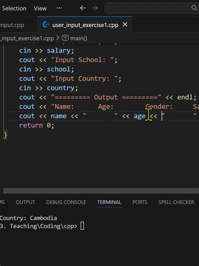 35. exercise 1 in basic user input in C - លំហាត់ទី១ ក្នុង basic user input ក្នុង C #fyp #creatorsearchinsights #coding #software #it