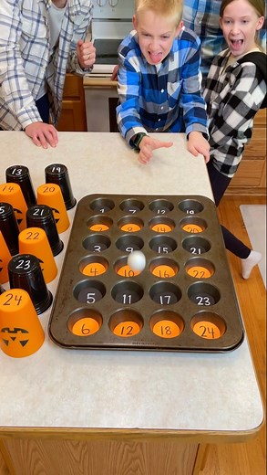53K views · 1.5K reactions | Family Halloween Cupcake Pan Game  Kids, Dad, and whole family play diy Halloween party game with cupcake pan cups, candy, and other fun fall prizes. Great holiday game for costume parties and fun events. | Peter B | Facebook