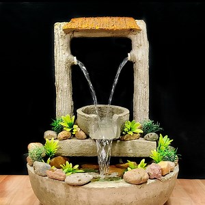beautiful mini garden waterfall fountain making at home easy to learn it | 3 minutes diy