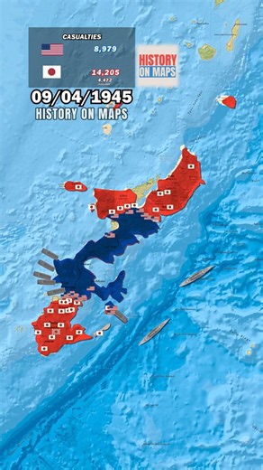 Battle of Okinawa (1945) in 1 minute using Map|New Version #history #asia #news #ww2 #map