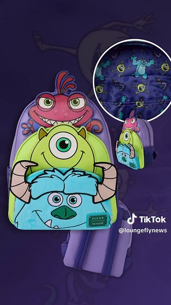 Monsters Inc. Loungefly Collection Sulley Mike Randall Triple Pocket Mini Backpack 💎 Exclusive Boo Costume Sequin Mini Backpack #loungeflynews #loungefly #disney #disneymerch #monstersinc