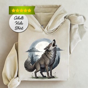 Wolf Moon Shirt, Hoodie or Kids Shirt, Howling Wolf T-shirt, Wild Nature Graphic Tee, Wolf Lover Gift, Forest Animal Shirt - Etsy