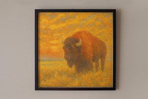 Bison Sunset Print: Impressionist Prairie Buffalo Art - Etsy