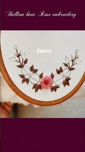 Bullion Rose Embroidery 🌹 | Easy Hand Embroidery Flower Design #shorts #embroidery