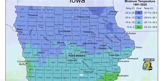 USDA release new ‘Plant Hardiness Zone Map’ showing parts of Iowa have warmed slightly in the last few decades