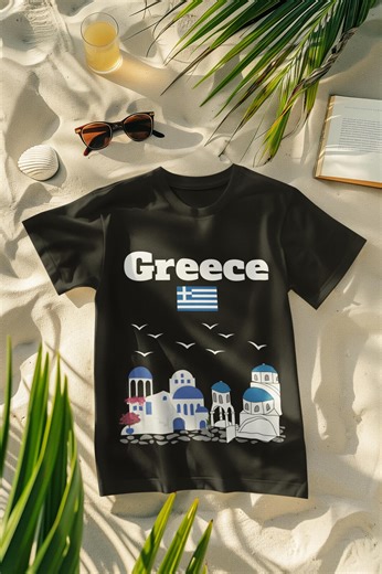 Greek Shirt, Greece Travel Souvenir, Greek Architecture, Greece Flag Gift - Etsy