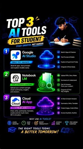 Top 3 FREE AI Tools Every Student Must use🚀#aitool#study#learning