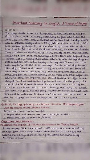 A Triumph of surgery important long summary. Make easy answers .#cbse #english #class 10