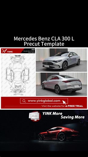 Exclusive Updates! Mercedes-Benz CLA 300 L PPF Cutting Template Added to YINK Precut Program! YINK Window Tint Cutting Software Introduction: 1. More than 450,000 templates, including interior/exterior/window tint, motorcycle, telephones, watches, tablets, etc. 2. The patterns are updated every day. 3. User-friendly, easy to operate. 4. Exclusive Super Nesting function saves 4m- 5m material per roll. 5. The software is continuously updated to version 6.5 6. Wide compatibility of plotter, like Su