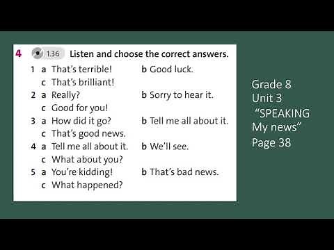 Grade 8 Unit 3 SPEAKING My news Ex 4 p 38 + TASKS