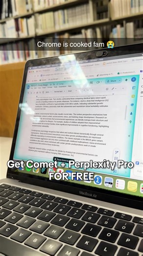 🚨 Students get Perplexity Pro Comet FREE For a limited time!!! 🚨 💸 $2,400 in value free!!! 💸 You Get: 🧠 Comet browser. World's first browser to have an AI-assistant embedded 🧠Access to the latest advanced AI models (including ChatGPT, Grok, Claude, Gemini, Sonar, and others) for research and summarization 🧠 Image and video generation from DALL-E, FLUX and GPT #Perplexity #Comet #AI #Browser #GoogleChrome #Chrome #AIAssistant #Automation #Productivity #CometAI #CometCampus | Perplexity AI