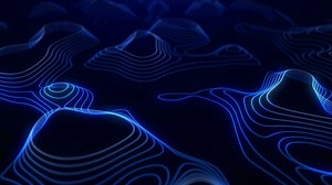 Digital particle wave on dark background, futuristic wave background, seamless loop