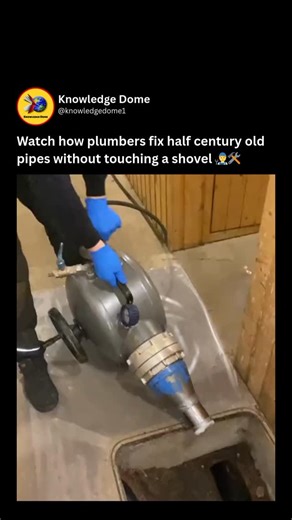 Knowledge Dome on Instagram: "Plumbers can now restore a 50-year-old underground pipe without ever digging a trench, thanks to Cured-In-Place Pipe (CIPP) lining. A flexible tube soaked in epoxy resin is pulled or inverted into the damaged pipe, inflated to fit the walls, and then cured with hot water, steam, or UV light. In hours, it hardens into a smooth, jointless “pipe-within-a-pipe” that seals cracks, stops root intrusion, and restores full flow. The result is stronger than the original cast