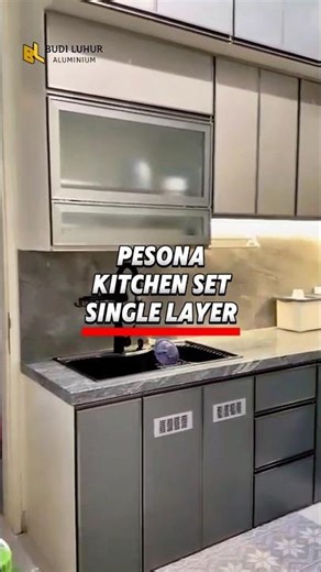Pesona Kitchen Set Aluminium acp Single Layer ‼️ #kitchensetaluminium #kitchenset