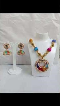 silk thread handmade necklace set #ytshorts #handmadejewellery #jewellerymaking