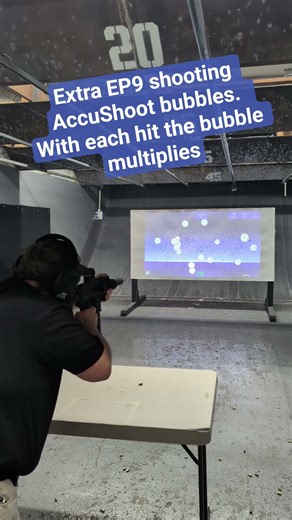 Extar EP9 shooting AccuShoot bubbles. Harder than it looks #accushoot #extar #shootingcompetition