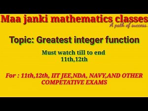 Topic: Greatest integer function