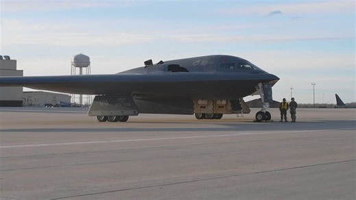 B-2 Spirit Stealth Bombers take off during exercise hosted at Whiteman Air Force Base