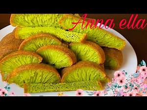 Grilled Pandan Cake - Simple recipe, soft, fragrant, fatty cake with lots of bamboo roots. Make i...