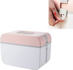 Bibabala Medicine Storage Box Empty Portable Home Medicine Cabinet 2-Layer Lockable First Aid Box Medication Storage Organizer Sewing Box, Pink(M-Size: 9.25x5.31x5.9inch)
