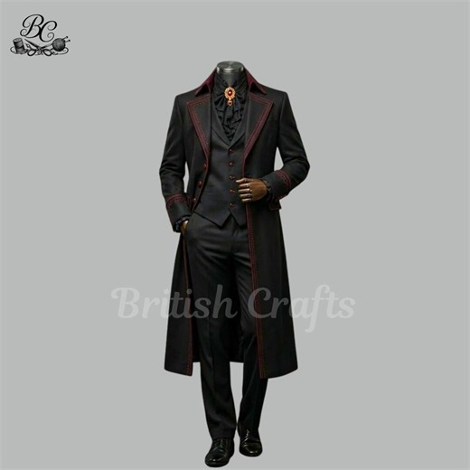 Luxury Men’s Victorian Gothic Tailcoat Suit Black Burgundy Renaissance Prince Wedding Tuxedo Formal Custom Outfit - Etsy