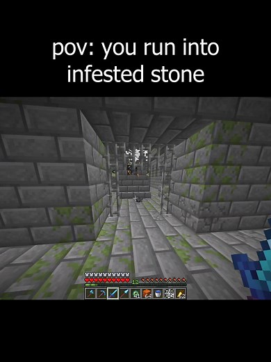 Encountering Infested Stone in Minecraft
