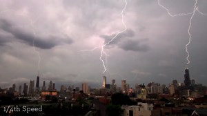 Lightning strikes three of the tallest buildings in Chicago at the same time!
