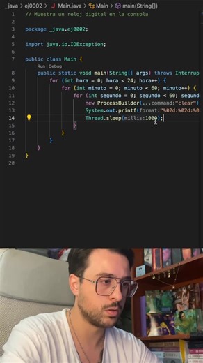 Tonio Code on Instagram: "Mostrar un reloj digital por pantalla con Java"
