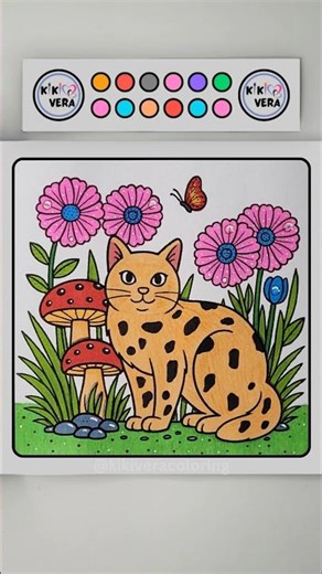 Springtime Garden Cat Coloring Page by Kiki Vera 🌸🐱| Stress Relief Coloring Book #coloring #asmr