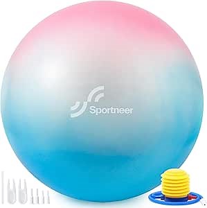 Sportneer Extra Thick Exercise Ball - 25.6''Yoga Ball with Quick Pump - Anti-Burst and Slip Resistant Fitness Ball Chair for Pregnancy and Physical Therapy