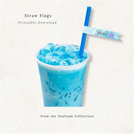 Seafoam Mermaid Straw Flags • Watercolor Under the Sea Party (digital Download) - Etsy