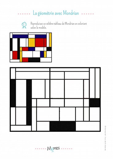 Apprendre la géométrie et les couleurs avec Mondrian