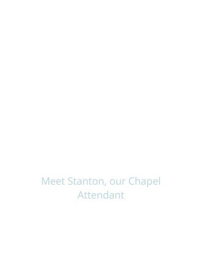 Meet the team..... Stanton is one of our crematorium assistants and can usually be found in and around the chapel. His primary role at Fenland is holding our chapel space and ensuring every requirement for the day of the funeral is followed to a T! He keeps all of our public areas clean, fresh and ready for every family and prides himself on the highest levels of presentation.. Attending to individual requests such as reserved seating, order of service placement, personal photos/tributes shown o