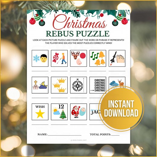 Christmas Rebus Game, Printable Rebus Puzzles, Picture Puzzle Quiz, Picture Puzzle Games, Word Play Trivia, Christmas Party Classroom Games - Etsy