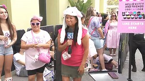 HELLO KITTY 🐾 Ginger Chan KTLA is in the spirit for the new Hello Kitty Cafe at Universal Studios Hollywood City Walk | KTLA 5 Morning News