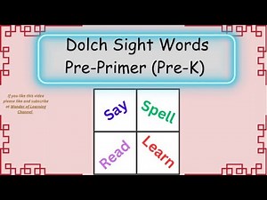 Dolch Sight Words Pre-Primer (Pre-Kindergarten)