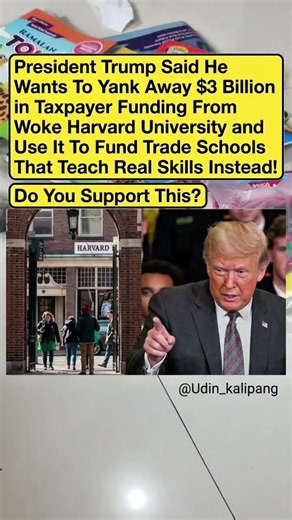President Trump Vows to Defund Woke Harvard for Trade Schools? 🎓🛠️#Trump #Harvard #TradeSchools