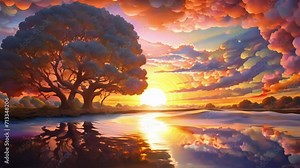 Witness a sunset like no other, as the sky turns into a canvas of moving artwork, shifting and morphing into different shapes and patterns. Stock Video