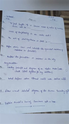 class X science most important questions #english #students #cbse#trendingshorts