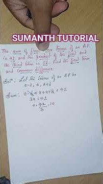 ICSE / CBSE CLASS 10 MATH #ARITHMETIC PROGRESSION #SUMANTH TUTORIAL #MATH #ICSE #CBSE #SHORTS