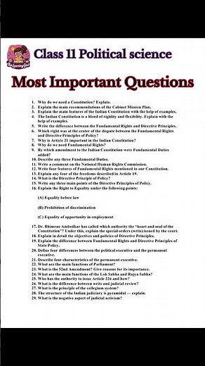 Class 11 Political Science 2025 | Top 30 Most Important Questions for CBSE Board Exam