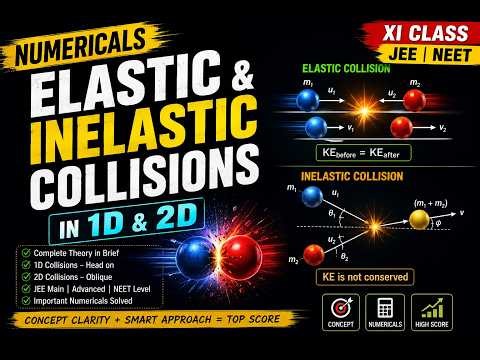 Elastic & Inelastic Collision Numericals | 1D & 2D Collisions | Class 11 | JEE & NEET
