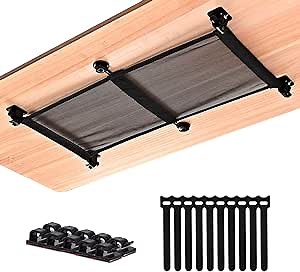 HX AURIZE Cable Management Net - Flexible Cable Management Net Under Desk (Black)