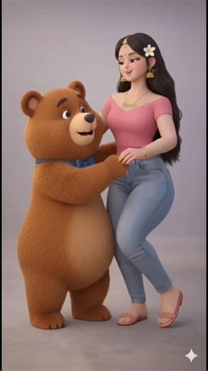 Cute Cartoon Couple Dance 🐻💃 | Bear & Girl Swing Dance | 3D Animation